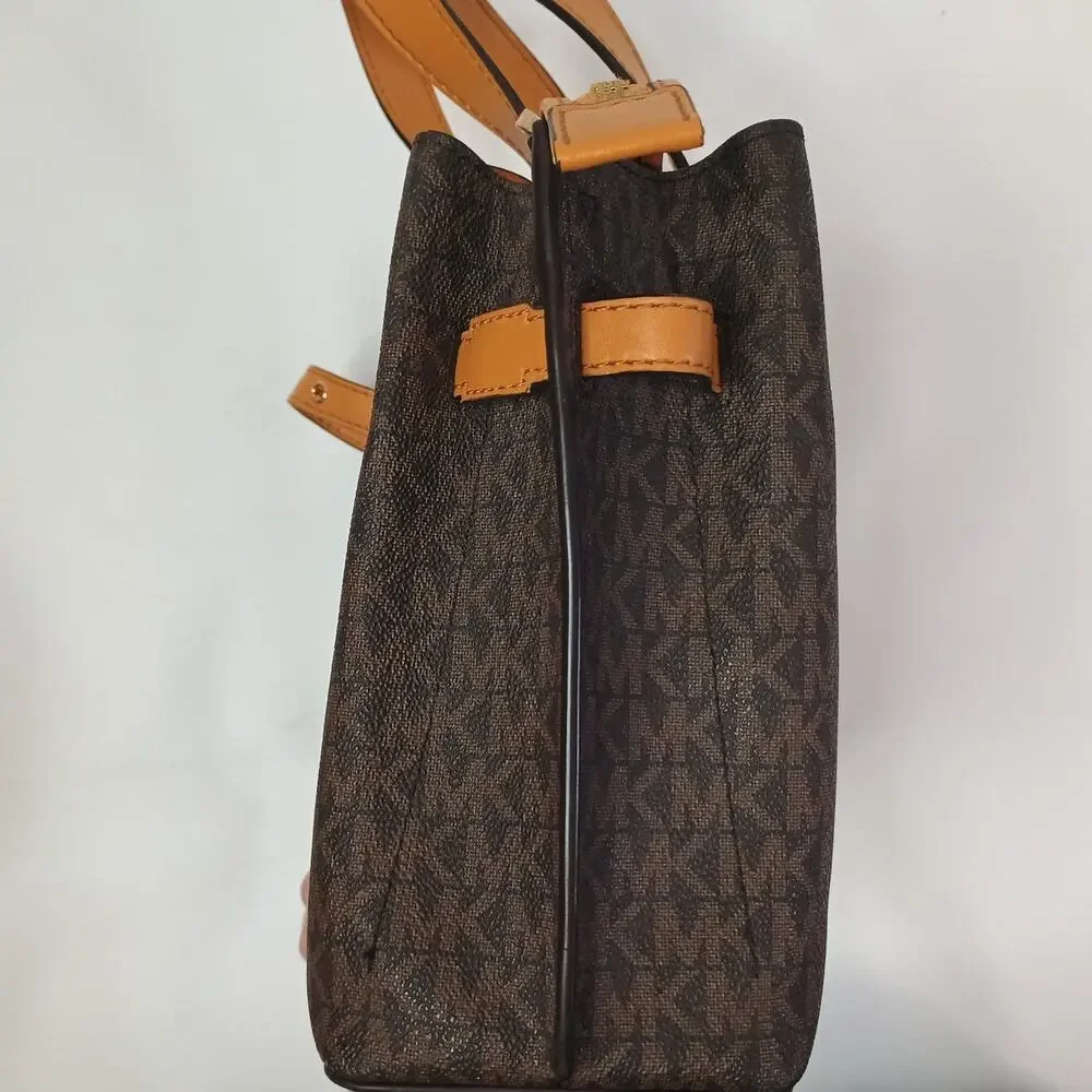 Michael Kors Emilia Small Satchel Bag Crossbody Handbag Purse Brown Black